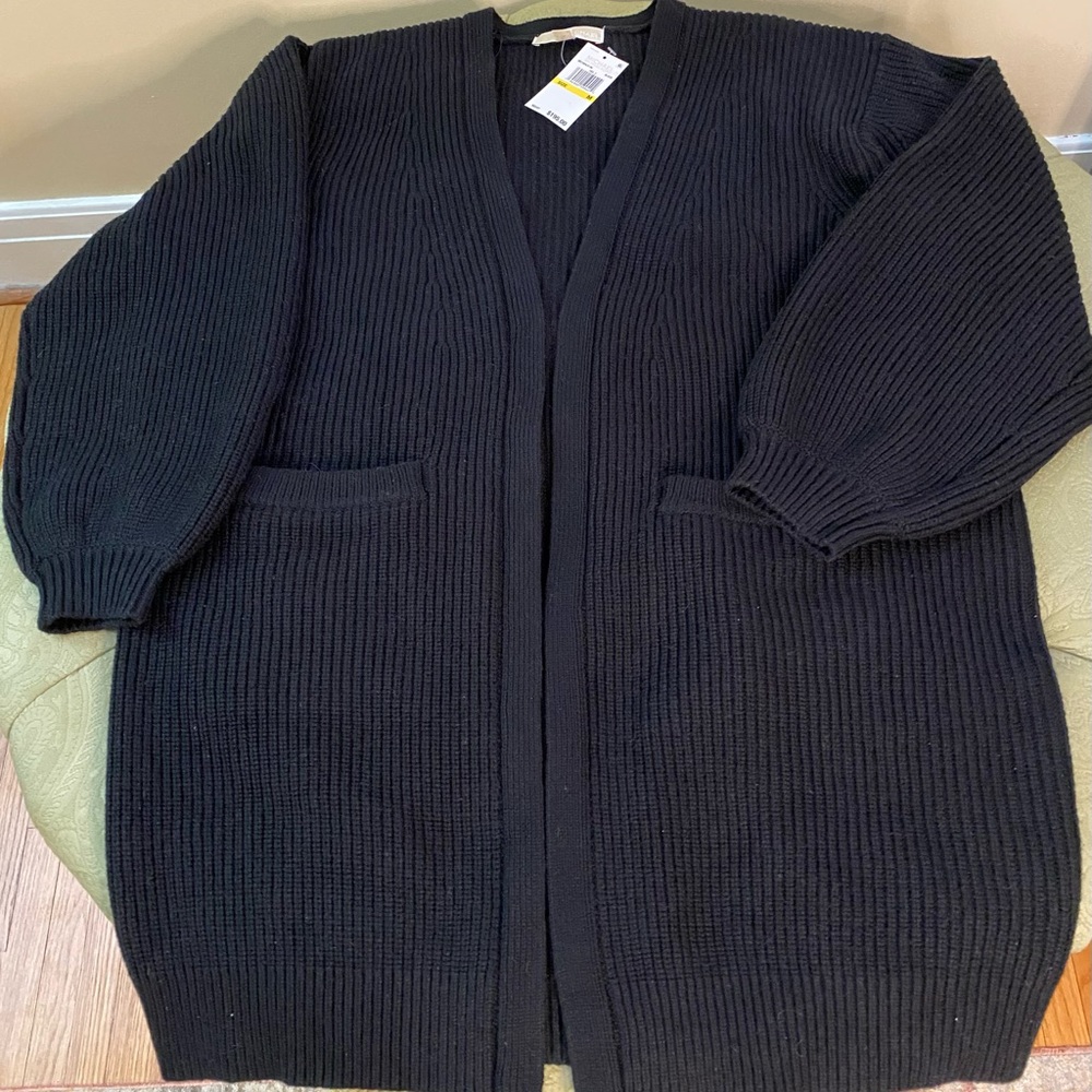 Michael Kors Sweater Coat Cardigan Oversized Medium Black NWT Retail $195